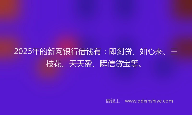 2025年的新网银行借钱有：即刻贷、如心来、三枝花、天天盈、瞬信贷宝等。