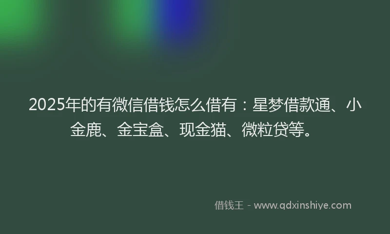 2025年的有微信借钱怎么借有：星梦借款通、小金鹿、金宝盒、现金猫、微粒贷等。
