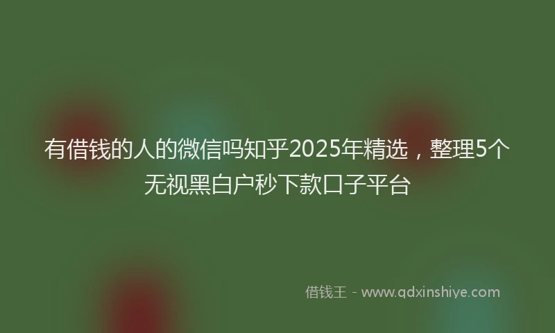 有借钱的人的微信吗知乎2025年精选，整理5个无视黑白户秒下款口子平台