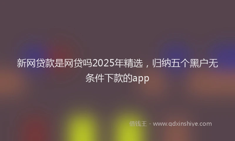 新网贷款是网贷吗2025年精选，归纳五个黑户无条件下款的app