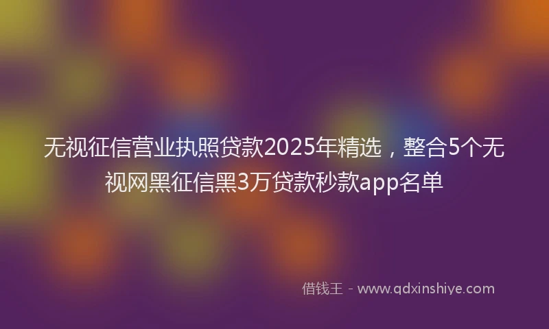 无视征信营业执照贷款2025年精选，整合5个无视网黑征信黑3万贷款秒款app名单