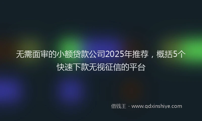 无需面审的小额贷款公司2025年推荐，概括5个快速下款无视征信的平台