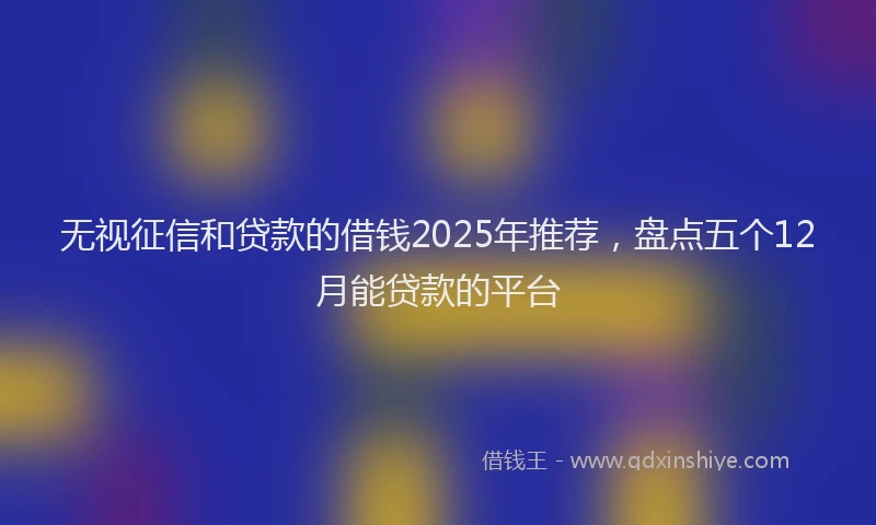 无视征信和贷款的借钱2025年推荐，盘点五个12月能贷款的平台