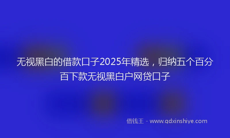 无视黑白的借款口子2025年精选，归纳五个百分百下款无视黑白户网贷口子