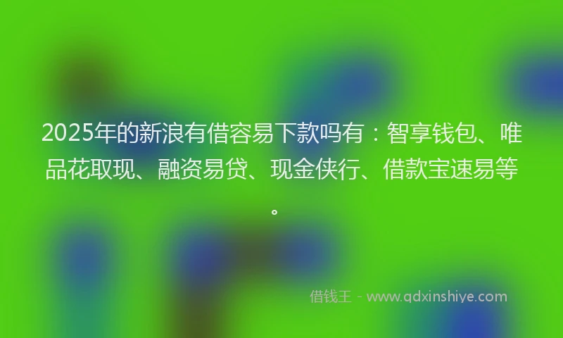 2025年的新浪有借容易下款吗有：智享钱包、唯品花取现、融资易贷、现金侠行、借款宝速易等。
