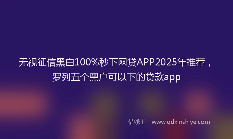 无视征信黑白100%秒下网贷APP2025年推荐，罗列五个黑户可以下的贷款app