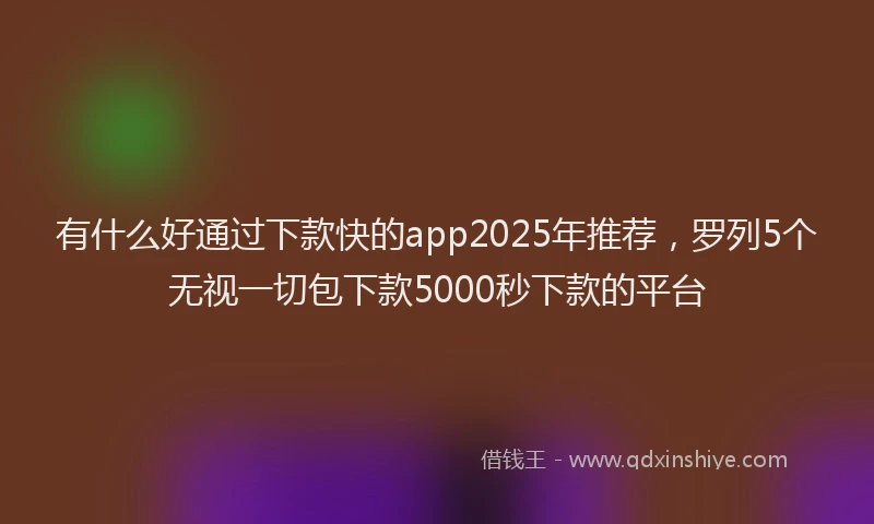 有什么好通过下款快的app2025年推荐，罗列5个无视一切包下款5000秒下款的平台