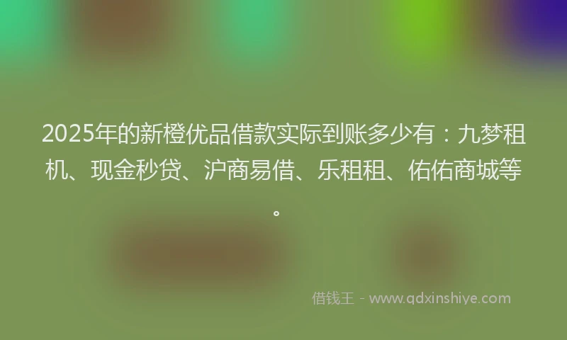 2025年的新橙优品借款实际到账多少有：九梦租机、现金秒贷、沪商易借、乐租租、佑佑商城等。