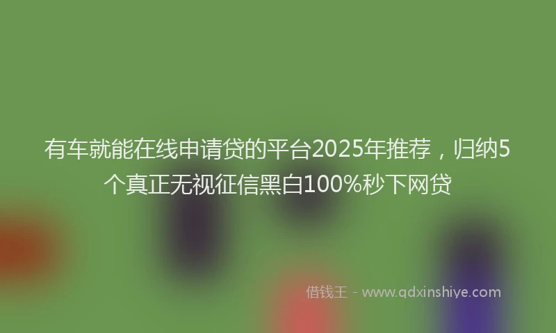 有车就能在线申请贷的平台2025年推荐，归纳5个真正无视征信黑白100%秒下网贷