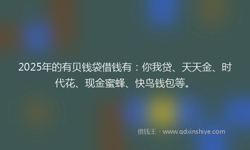 2025年的有贝钱袋借钱有：你我贷、天天金、时代花、现金蜜蜂、快鸟钱包等。