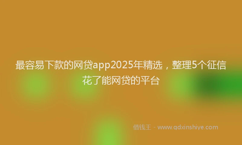 最容易下款的网贷app2025年精选，整理5个征信花了能网贷的平台