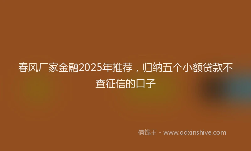 春风厂家金融2025年推荐，归纳五个小额贷款不查征信的口子