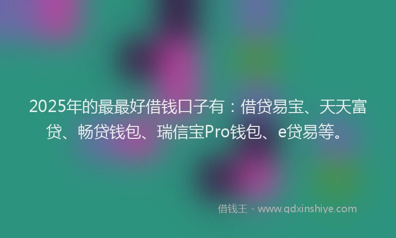 2025年的最最好借钱口子有：借贷易宝、天天富贷、畅贷钱包、瑞信宝Pro钱包、e贷易等。