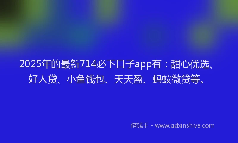 2025年的最新714必下口子app有：甜心优选、好人贷、小鱼钱包、天天盈、蚂蚁微贷等。
