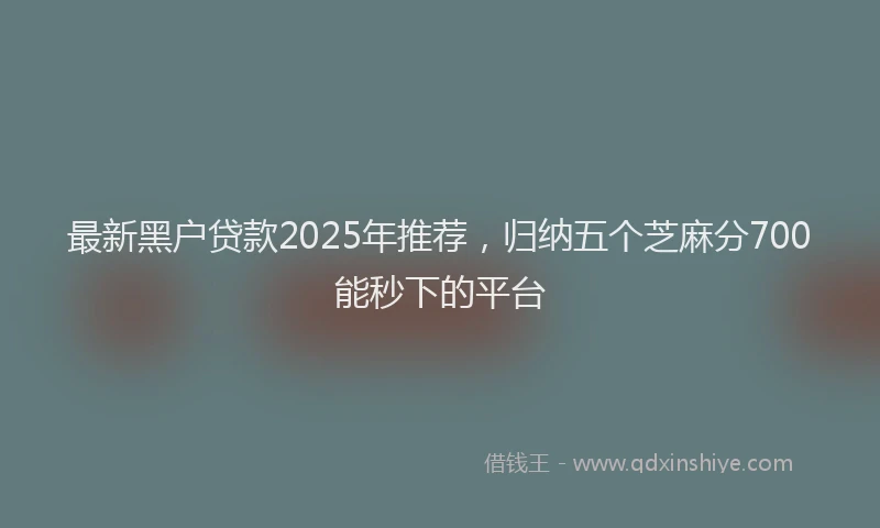 最新黑户贷款2025年推荐，归纳五个芝麻分700能秒下的平台