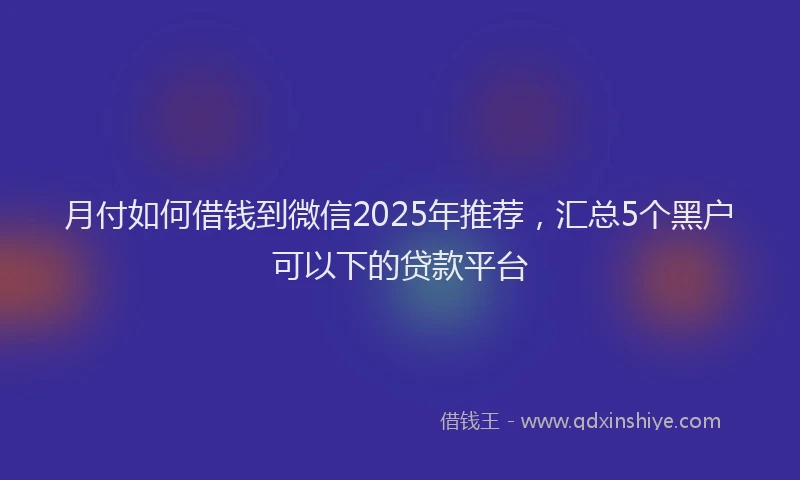 月付如何借钱到微信2025年推荐，汇总5个黑户可以下的贷款平台