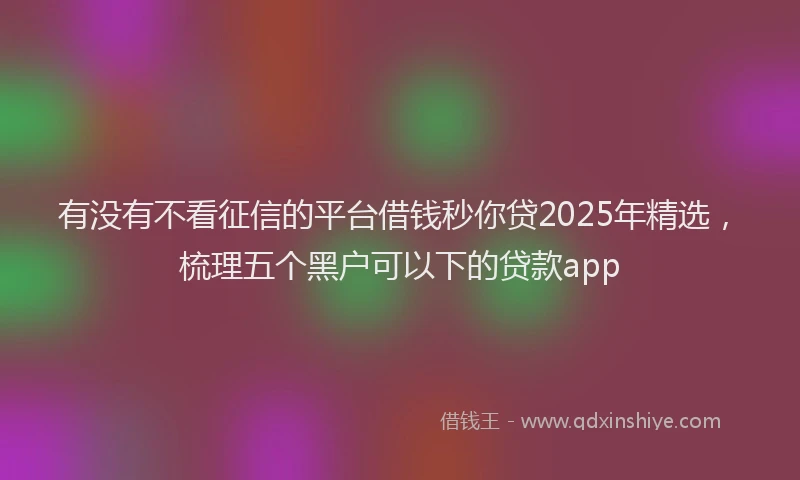 有没有不看征信的平台借钱秒你贷2025年精选，梳理五个黑户可以下的贷款app