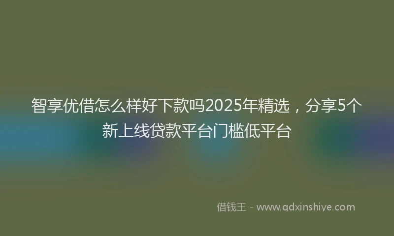 智享优借怎么样好下款吗2025年精选，分享5个新上线贷款平台门槛低平台