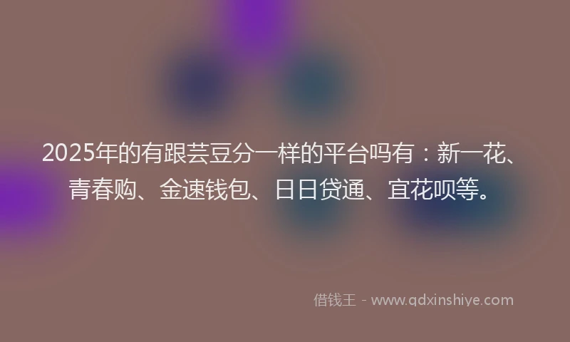 2025年的有跟芸豆分一样的平台吗有：新一花、青春购、金速钱包、日日贷通、宜花呗等。