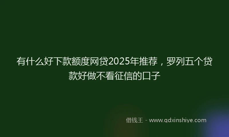 有什么好下款额度网贷2025年推荐，罗列五个贷款好做不看征信的口子