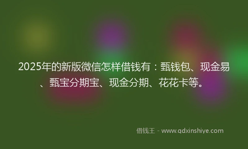 2025年的新版微信怎样借钱有：甄钱包、现金易、甄宝分期宝、现金分期、花花卡等。