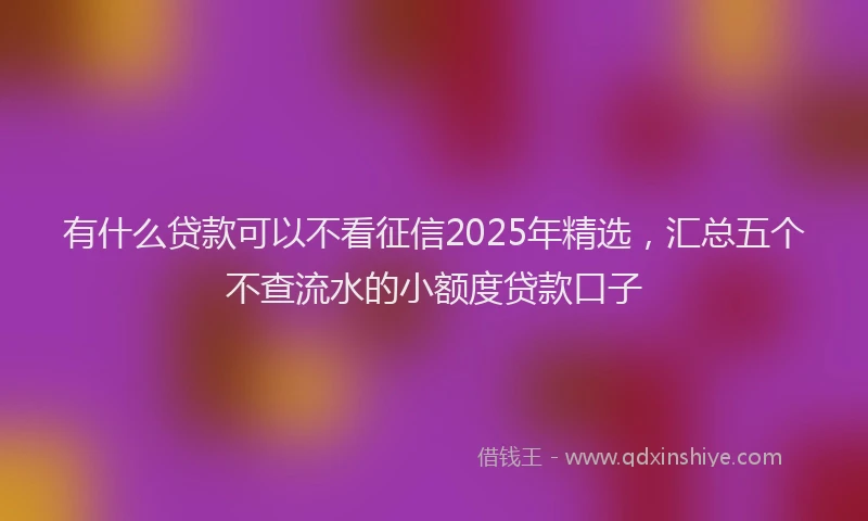 有什么贷款可以不看征信2025年精选，汇总五个不查流水的小额度贷款口子