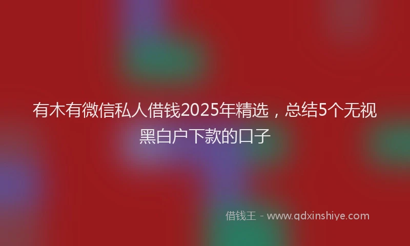 有木有微信私人借钱2025年精选，总结5个无视黑白户下款的口子