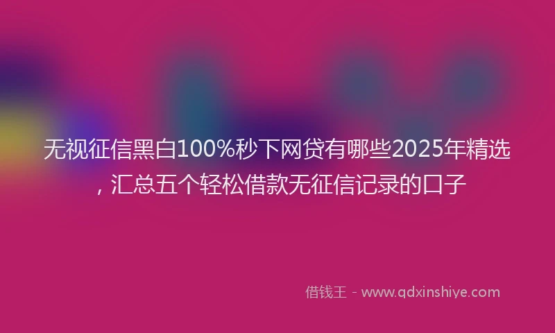 无视征信黑白100%秒下网贷有哪些2025年精选，汇总五个轻松借款无征信记录的口子