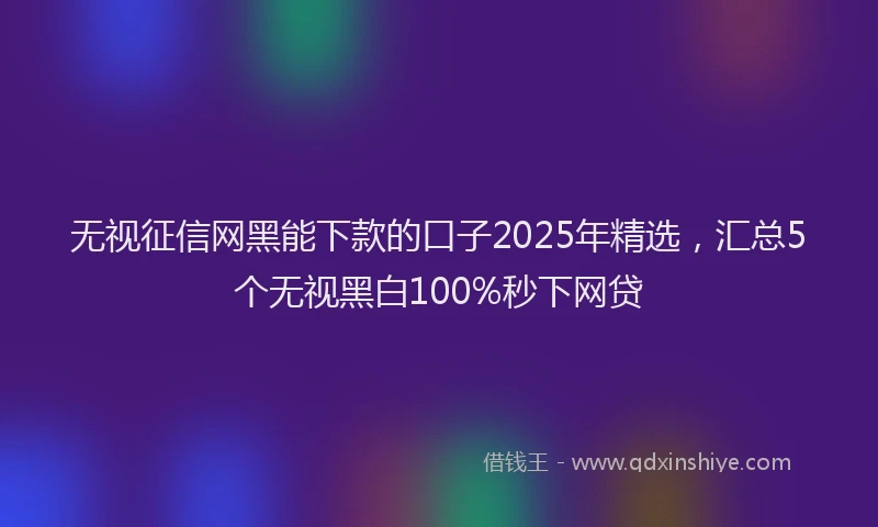 无视征信网黑能下款的口子2025年精选，汇总5个无视黑白100%秒下网贷