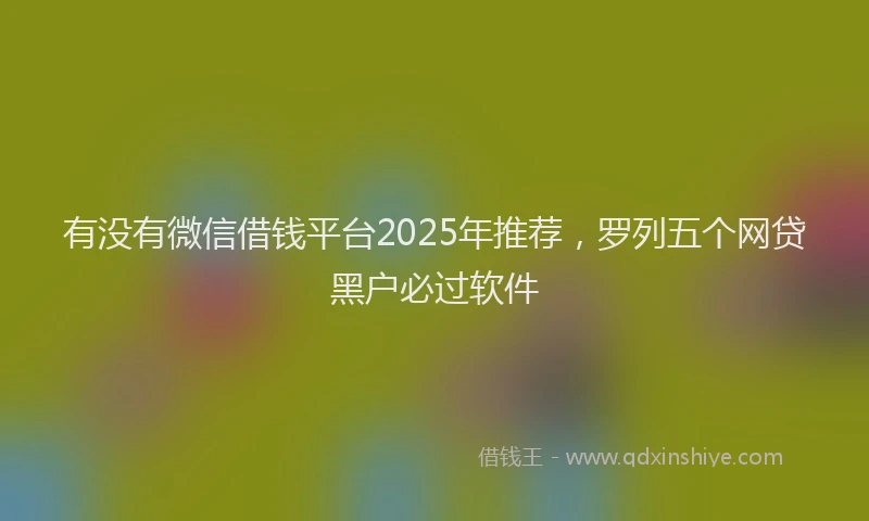 有没有微信借钱平台2025年推荐，罗列五个网贷黑户必过软件