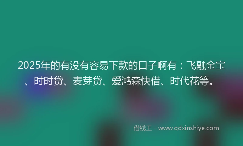 2025年的有没有容易下款的口子啊有：飞融金宝、时时贷、麦芽贷、爱鸿森快借、时代花等。