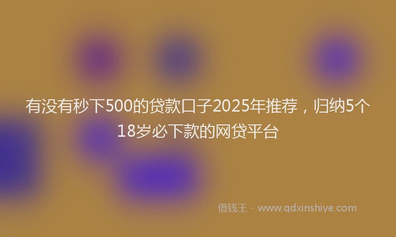 有没有秒下500的贷款口子2025年推荐，归纳5个18岁必下款的网贷平台