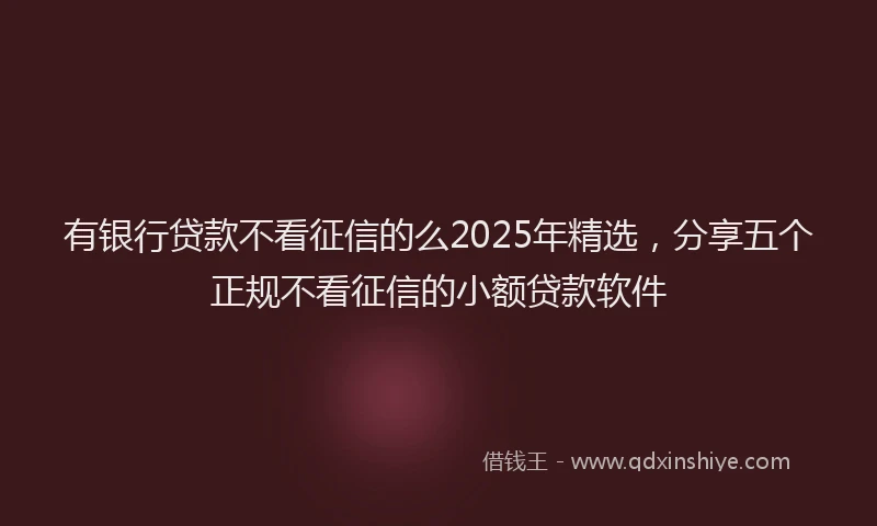 有银行贷款不看征信的么2025年精选，分享五个正规不看征信的小额贷款软件