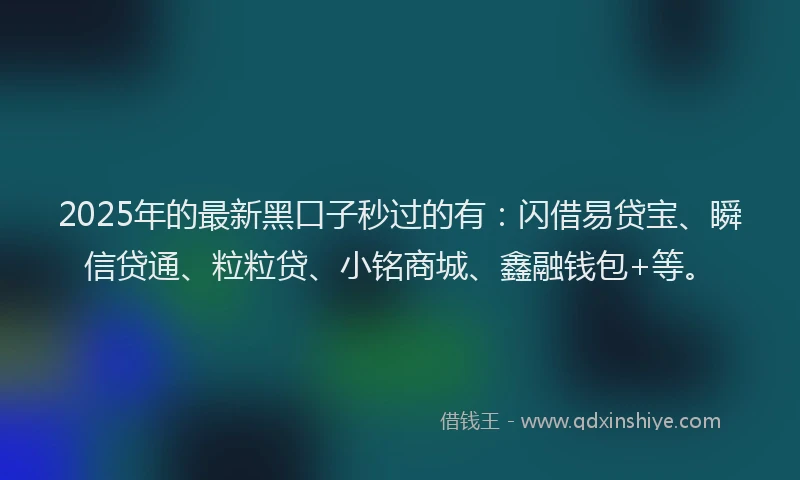 2025年的最新黑口子秒过的有：闪借易贷宝、瞬信贷通、粒粒贷、小铭商城、鑫融钱包+等。