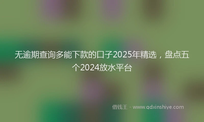 无逾期查询多能下款的口子2025年精选，盘点五个2024放水平台