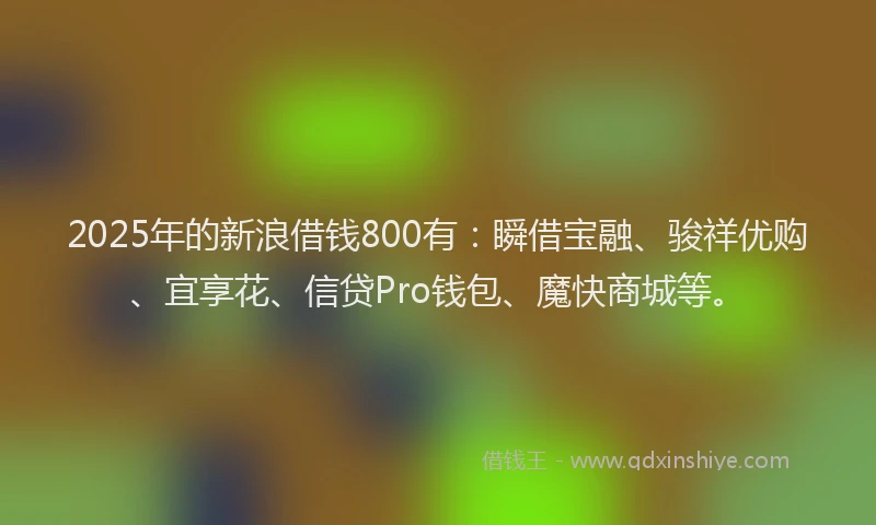 2025年的新浪借钱800有：瞬借宝融、骏祥优购、宜享花、信贷Pro钱包、魔快商城等。