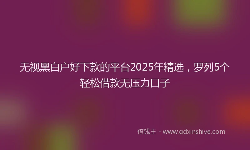 无视黑白户好下款的平台2025年精选，罗列5个轻松借款无压力口子