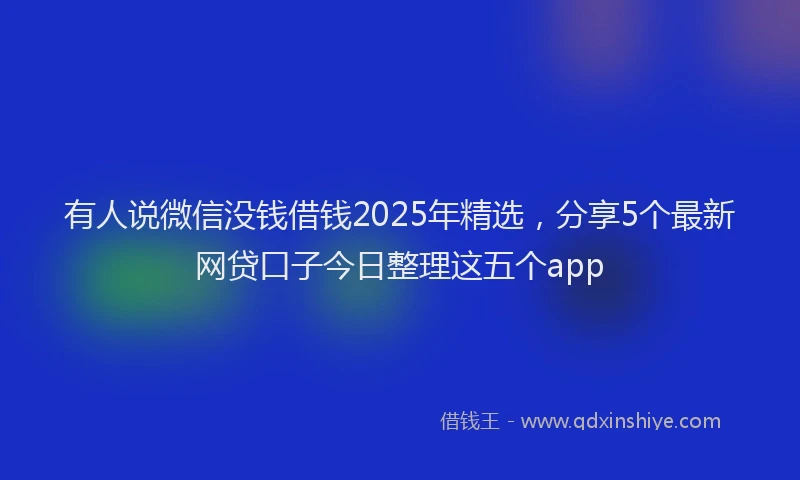 有人说微信没钱借钱2025年精选，分享5个最新网贷口子今日整理这五个app