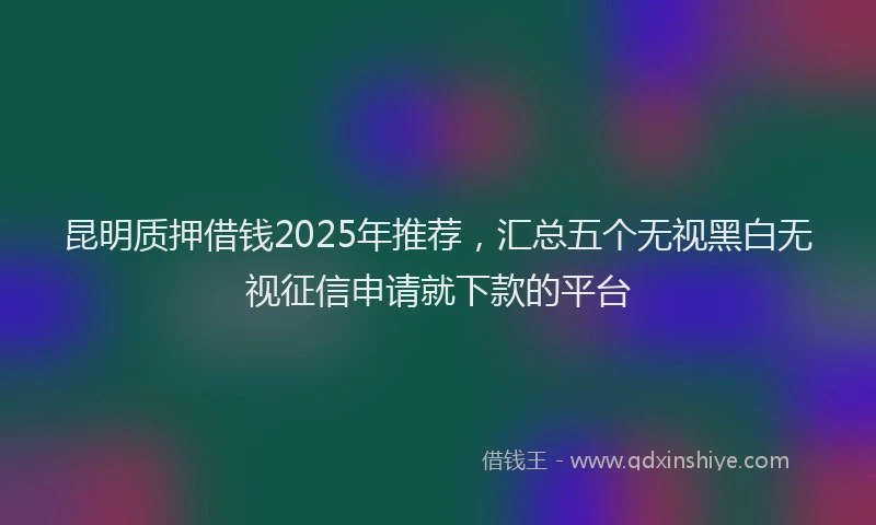 昆明质押借钱2025年推荐，汇总五个无视黑白无视征信申请就下款的平台