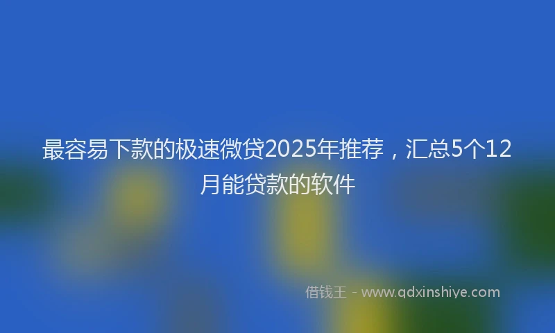 最容易下款的极速微贷2025年推荐，汇总5个12月能贷款的软件