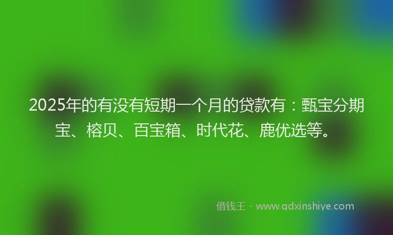 2025年的有没有短期一个月的贷款有：甄宝分期宝、榕贝、百宝箱、时代花、鹿优选等。