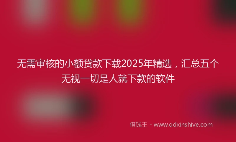 无需审核的小额贷款下载2025年精选，汇总五个无视一切是人就下款的软件