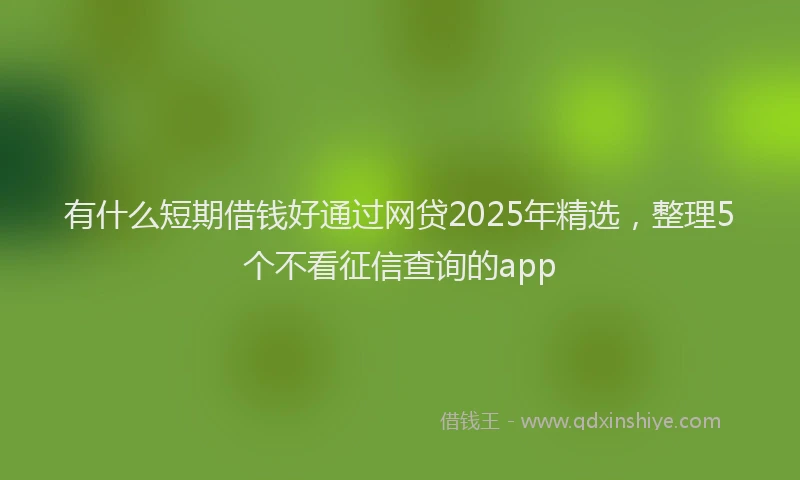 有什么短期借钱好通过网贷2025年精选，整理5个不看征信查询的app