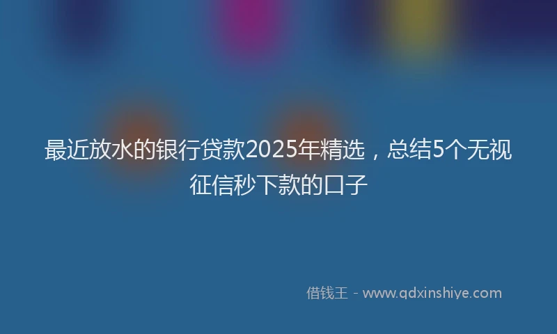 最近放水的银行贷款2025年精选，总结5个无视征信秒下款的口子