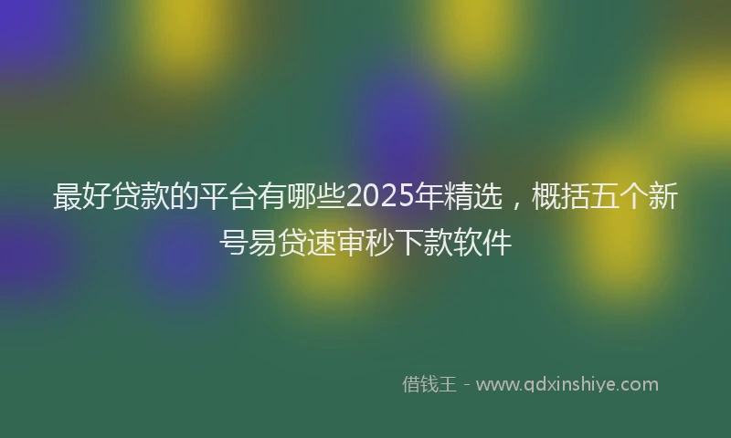 最好贷款的平台有哪些2025年精选，概括五个新号易贷速审秒下款软件