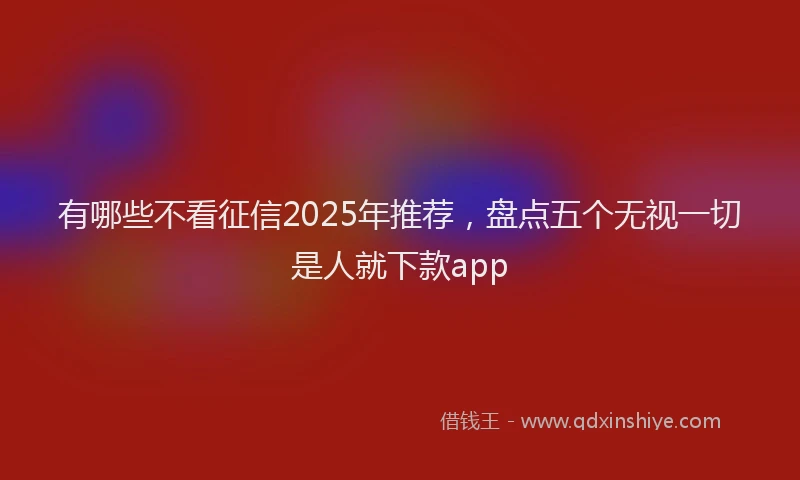 有哪些不看征信2025年推荐，盘点五个无视一切是人就下款app
