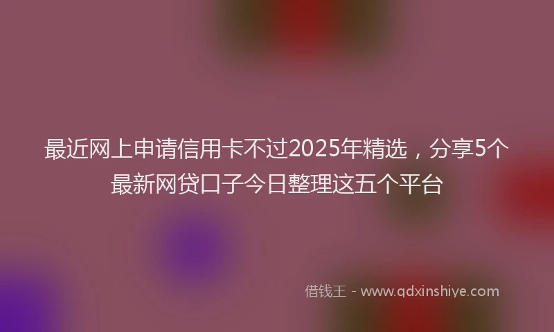 最近网上申请信用卡不过2025年精选，分享5个最新网贷口子今日整理这五个平台