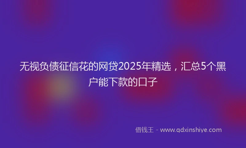 无视负债征信花的网贷2025年精选，汇总5个黑户能下款的口子