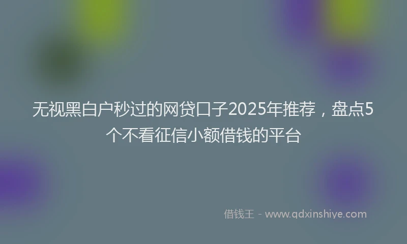 无视黑白户秒过的网贷口子2025年推荐，盘点5个不看征信小额借钱的平台