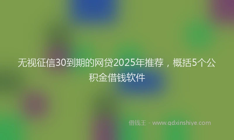 无视征信30到期的网贷2025年推荐，概括5个公积金借钱软件